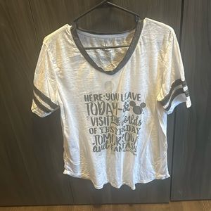 Disney Parks white vneck shirt. Size Large.